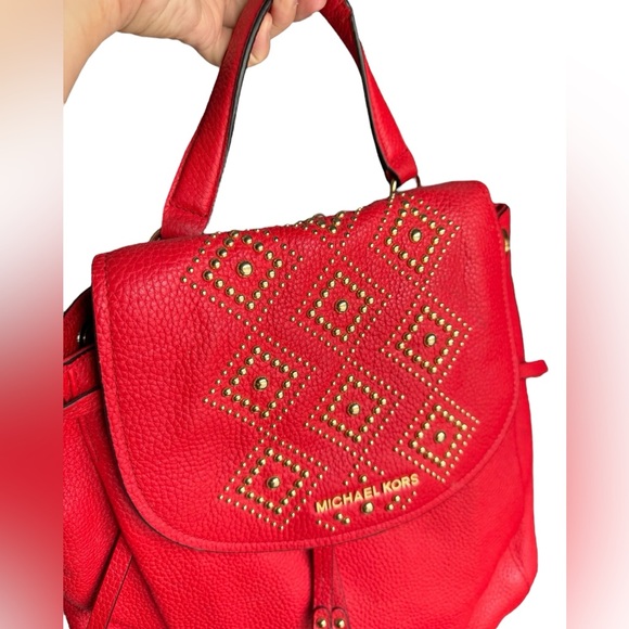 NWT Michael Kors Red Backpack with Gold Hardware - Picture 3 of 16